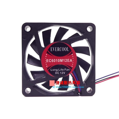 EVERCOOL EC6010M12EA 12V 6010 6CM 3-wire Dual Ball Case Cooling Fan