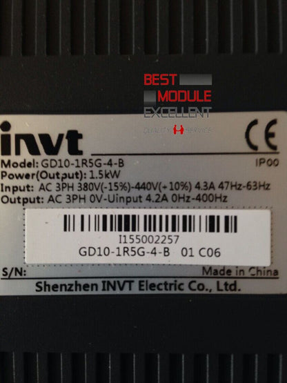 INVT GD10-1R5G-4-B, 1.5KW Test Device - INVT