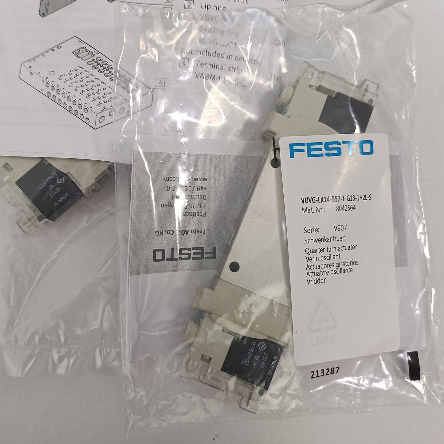 One FESTO VUVG-LK14-B52-T-G18-1H2L-S 8042564 Solenoid Valve Free Shipping