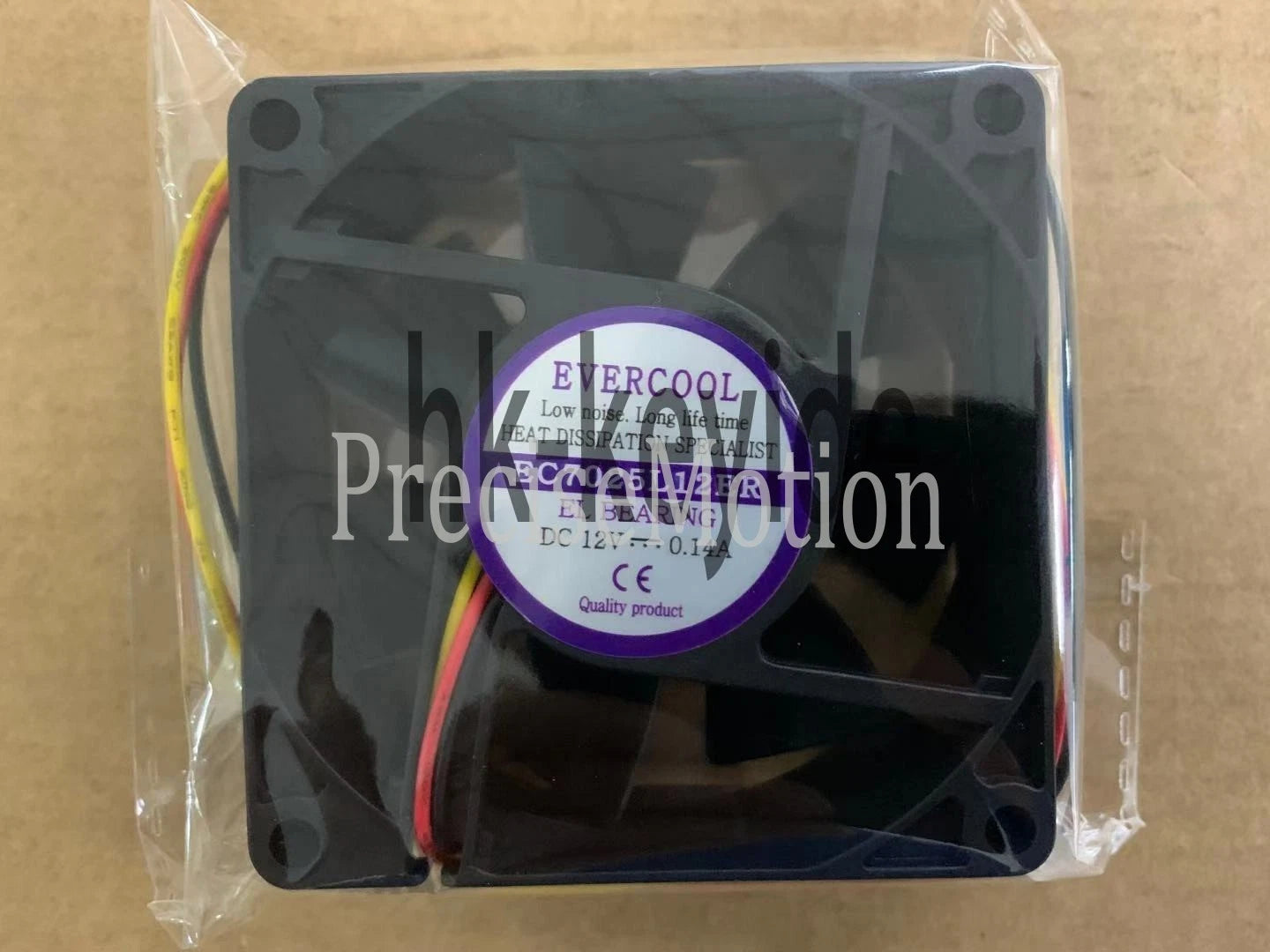 1PCS EVERCOOL EC7025L12ER 7cm 7025 12V 0.14A 3-wire cooling fan