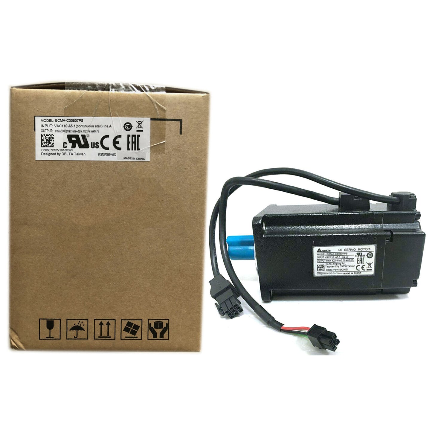 new DELTA ASD-A0721-AB + ECMA-C30807PS AC SERVO SYSTEM MOTOR AND DRIVE 0.75KW 220V - DELTA