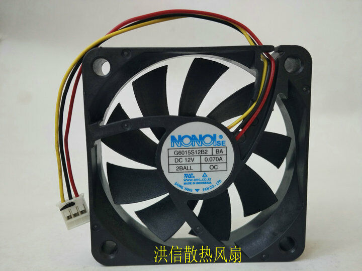 new NONOISE Fan G6015S12B2-BA DC 12V 0.070A 60*60*15mm 3 pin for Samsung DLP TV