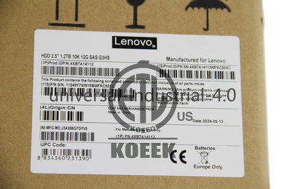 4XB7A14112 Lenovo 01PG635 1.2TB 2.5" SAS Hot Swap Internal Hard Drive with Tray