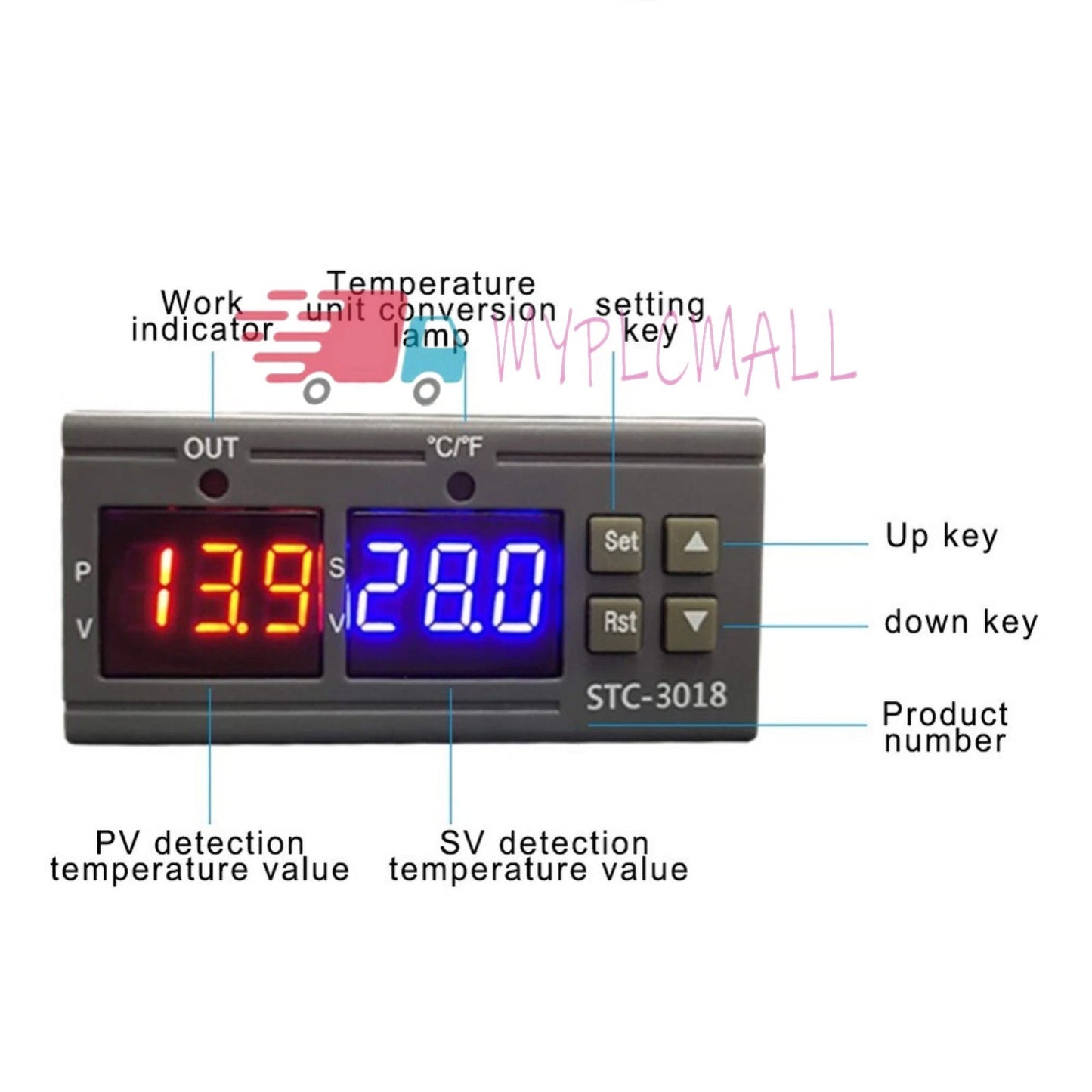 Temperature Controller Thermostat Temp Sensor Digital STC-3018 12V 24V 110V-220V