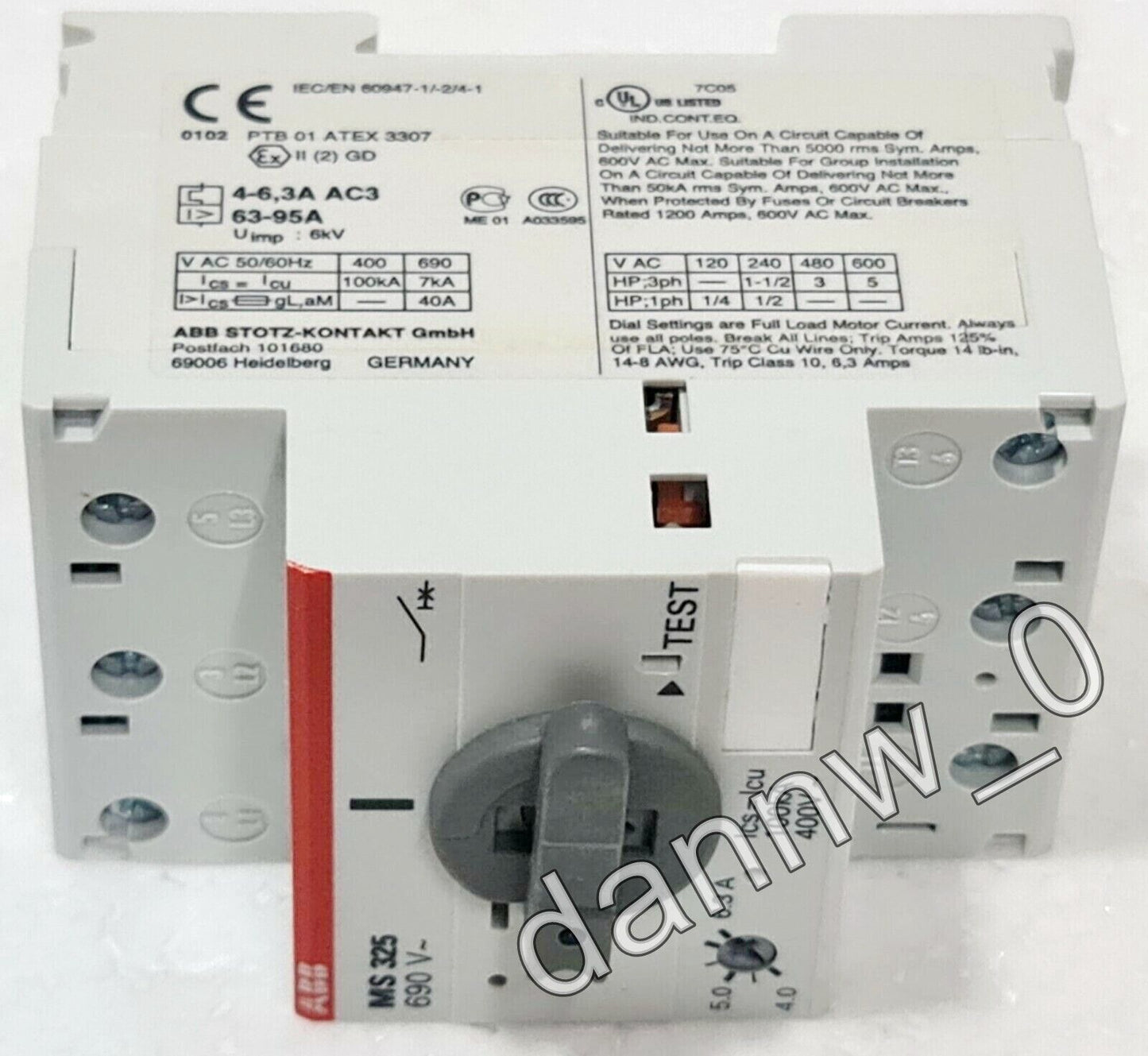 ABB MS325-6.3 Motor Starter 1SAM150000R1009 - ABB