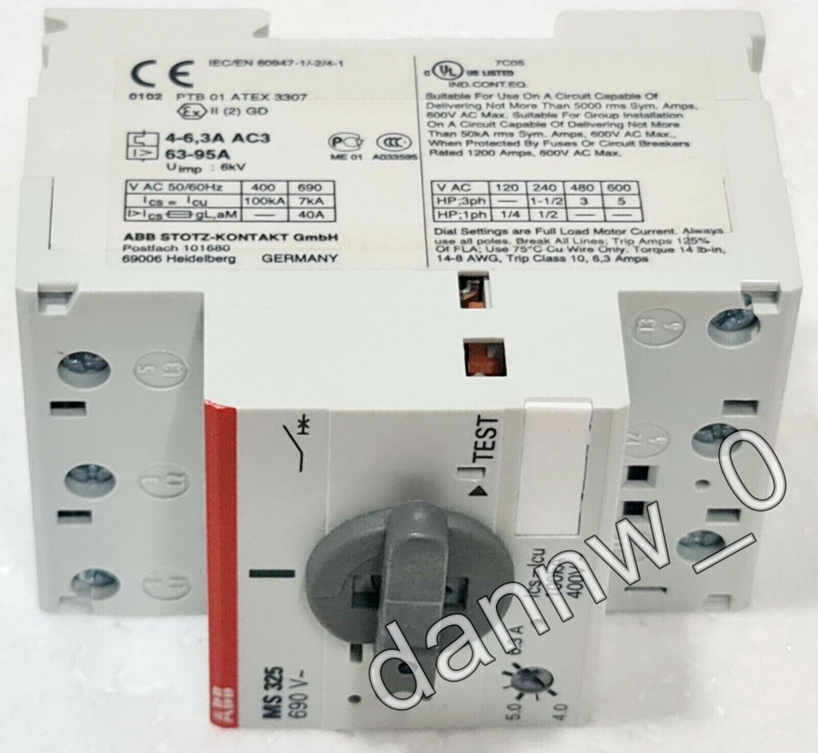 ABB MS325-6.3 Motor Starter 1SAM150000R1009 - ABB