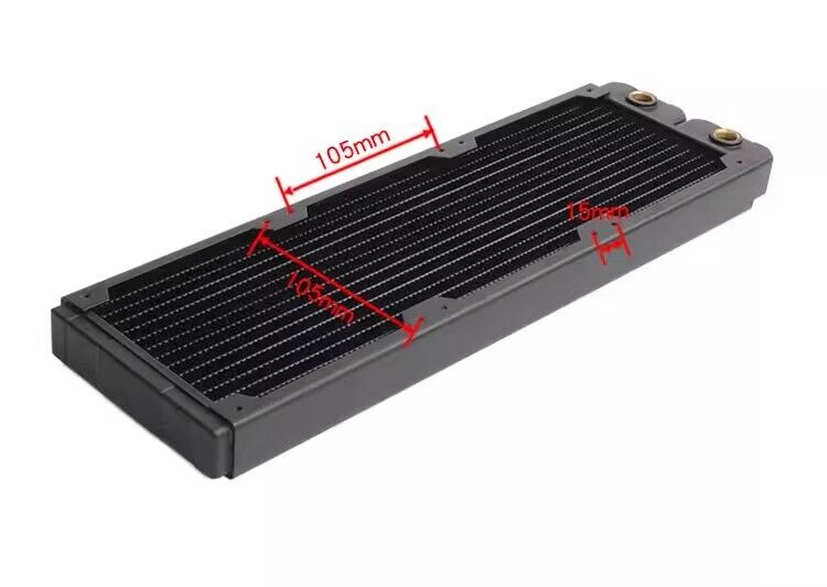 new 360mm Computer Water-cooled Copper Radiator Row 14 Flat Tubes Black