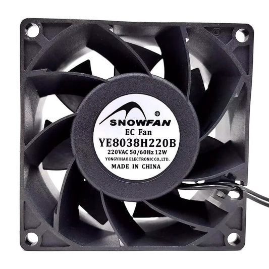 SNOWFAN YE8038H220B 8038 220VAC 12W 8CM 2-Wire Silent Cooling Fan
