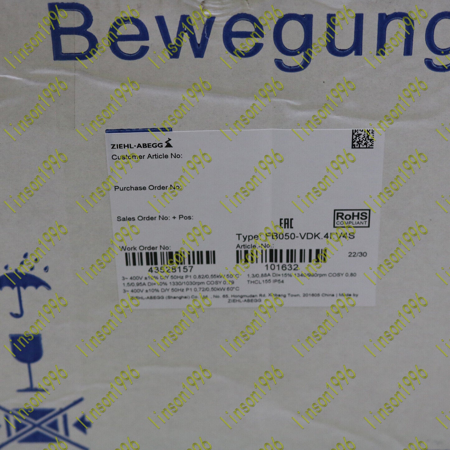 ZIEHL-ABEGG FB050-VDK.4I.V4S Axial Flow Fan - ZIEHL-ABEGG