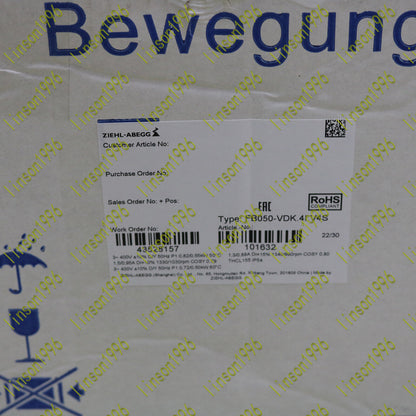 ZIEHL-ABEGG FB050-VDK.4I.V4S Axial Flow Fan - ZIEHL-ABEGG