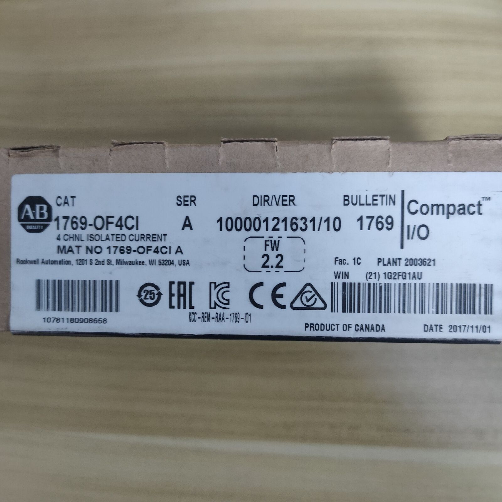 New Factory Sealed Logix 1769OF4CI Compact Current Module 4Pt 1769OF4CI - LOGIX