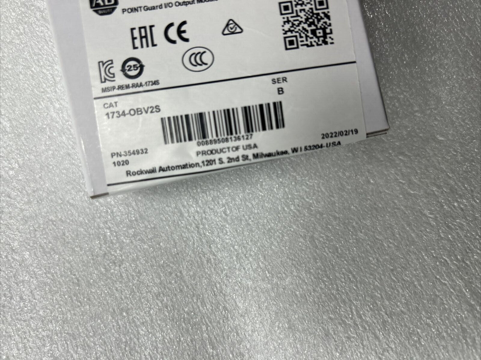 Sealed AB POINT Guard Output Module Allen Bradley 1734-OBV2S - ALLEN BRADLEY