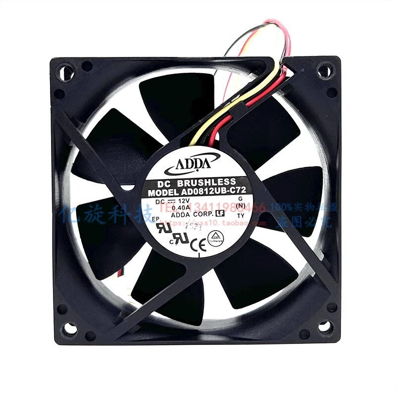 ADDA AD0812UB-C72 8020 DC12V 0.20A 8CM 3-Wire Dual Ball Cooling Fan