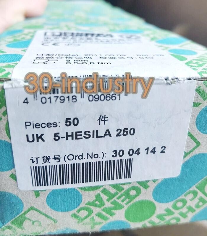 50PCS Box PHOENIX 3004142 UK 5-HESILA Fuse Terminal Set - PHOENIX