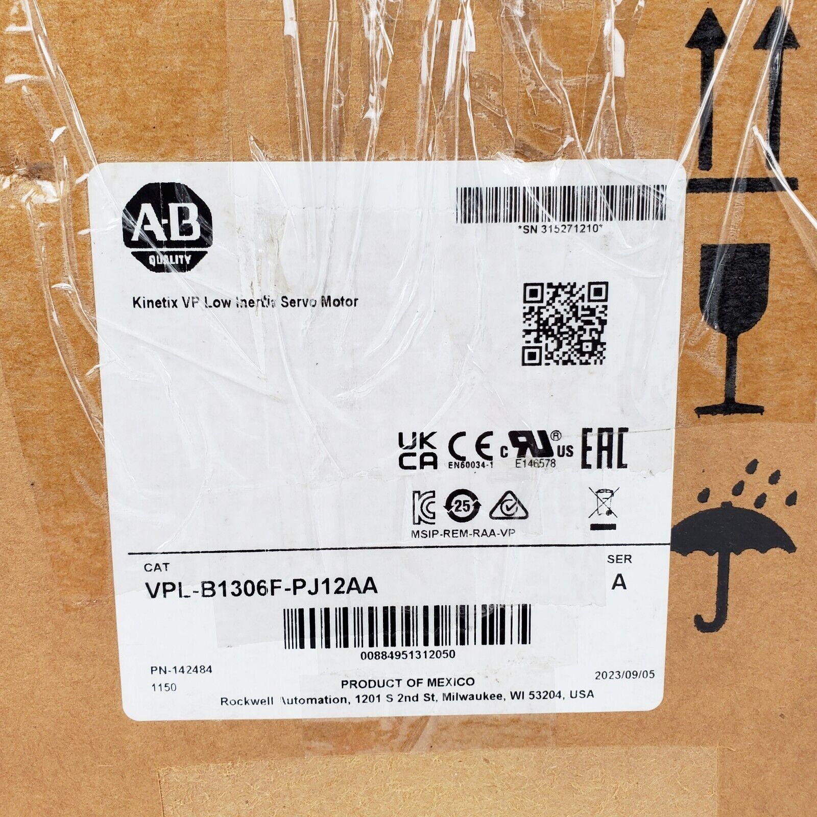 Allen Bradley VPL-B1306F-PJ12AA Low Inertia Servo Motor - ALLEN BRADLEY