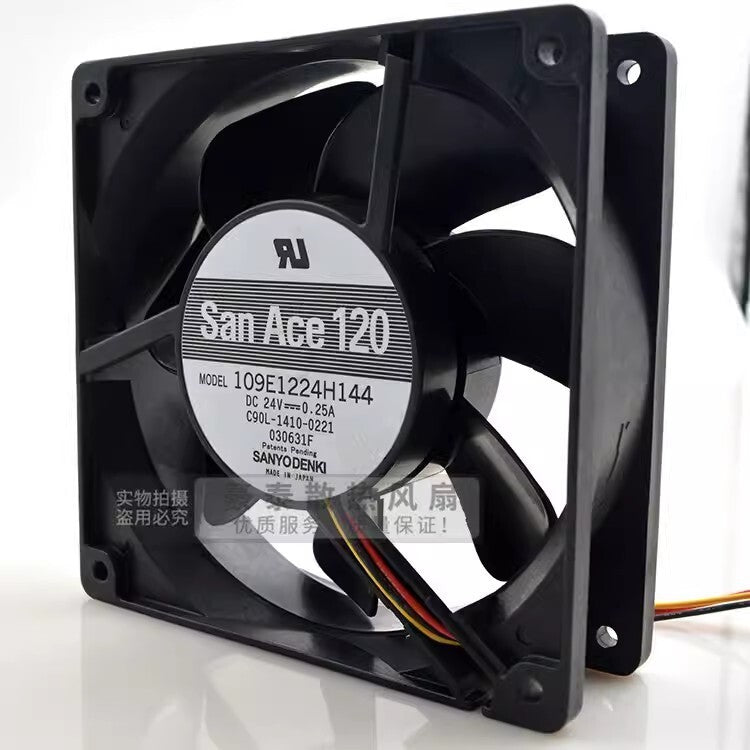 Sanyo 109E1224H144 12038 DC24V 0.25A 1 3-Wire Dual Ball Silent Cooling Fan