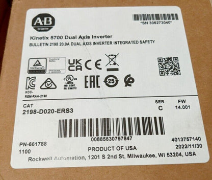 Sealed In Box Allen Bradley Kinetix 5700 Dual Axis Inverter 2198-D020-ERS3 - ALLEN BRADLEY
