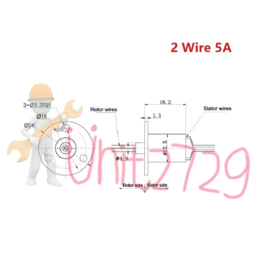 2-24 Wires2A-30A MW1230 High Current Conductive Slip Ring Electric Rotary Joint
