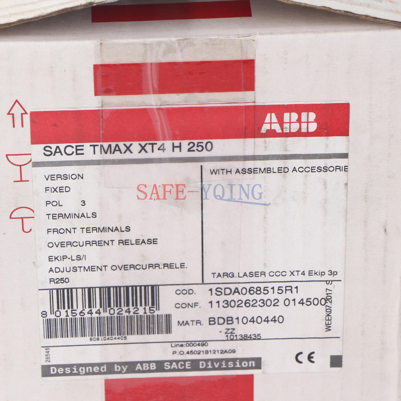 new ONE ABB SACE TMAX XT4H250 3P Electric Circuit Breaker - ABB