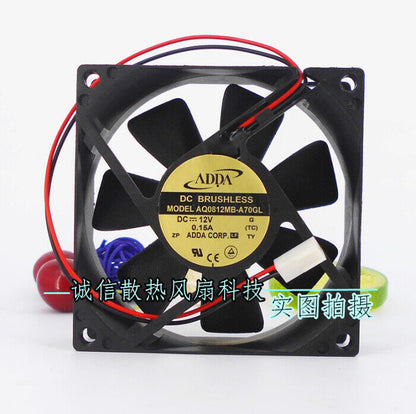 12V 80x80x25mm 0.15A 8cm Silent Cooling Fan - ADDA AQ0812MB-A70GL - ADDA
