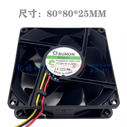 SUNON PF80252V2-1000U-G99 DC24V 3.36W 8CM 3-Wire Cooling Fan