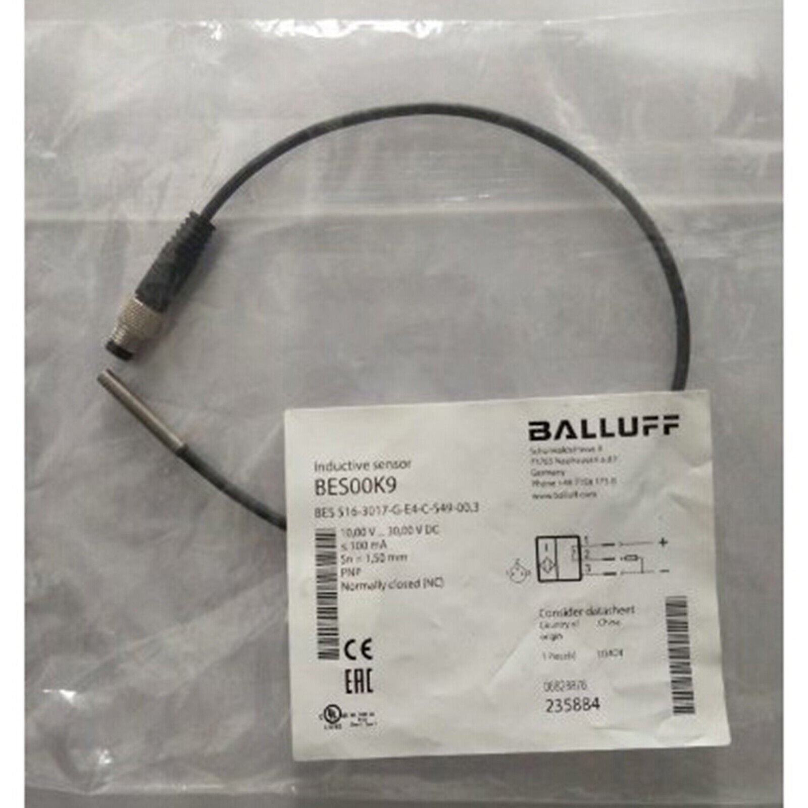 BALLUFF Proximity Sensor BES 516-3017-G-E4-C-S49-00, 3 Unit, Fast Ship - BALLOFF
