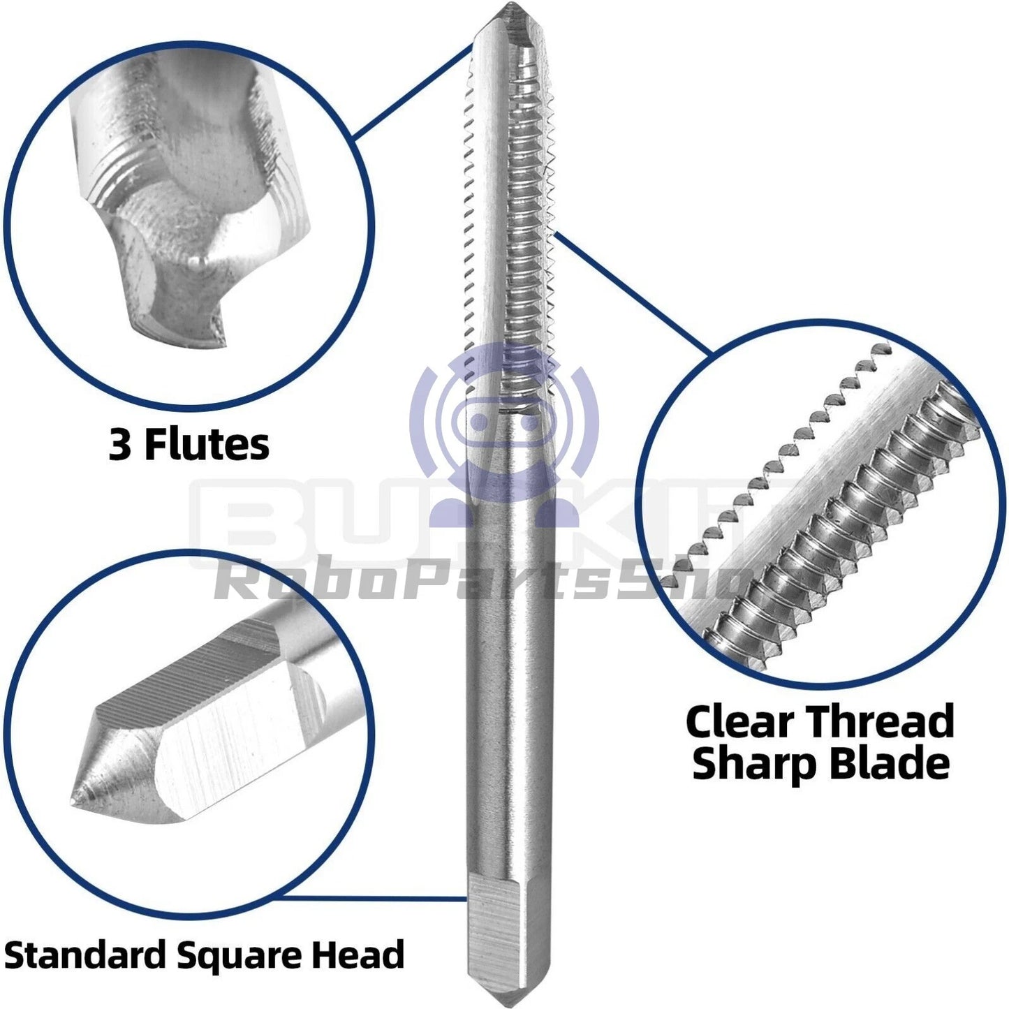 No 12-32 UNEF Thread Tap Right Hand, HSS 12 x 32 UNEF Straight Fluted Tap