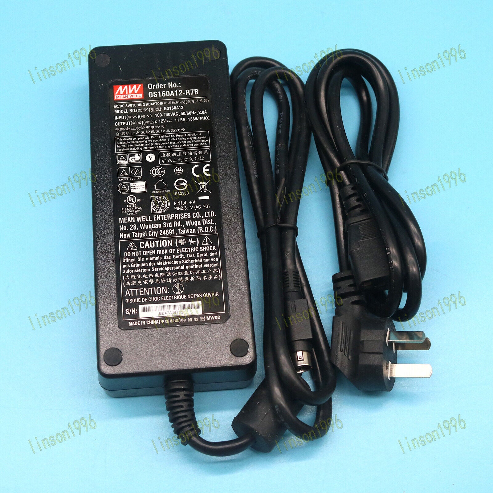 MEAN WELL 1-PC Desktop Adapter GS160A12-R7B Power Supply Charger - MEAN WELL