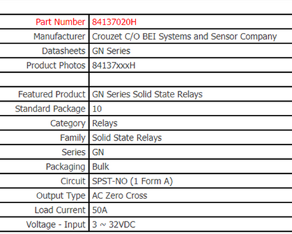 new CROUZET Solid State Relay GN 84137020 SSR GN IP20 50A/240VAC DC INPUT - CROUZET