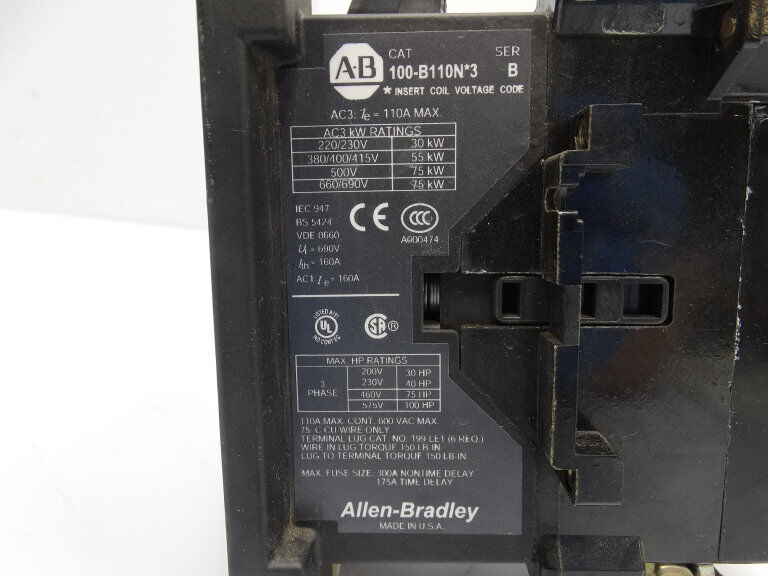 ALLEN BRADLEY B CONTACTOR 100-B110ND3 - ALLEN BRADLEY