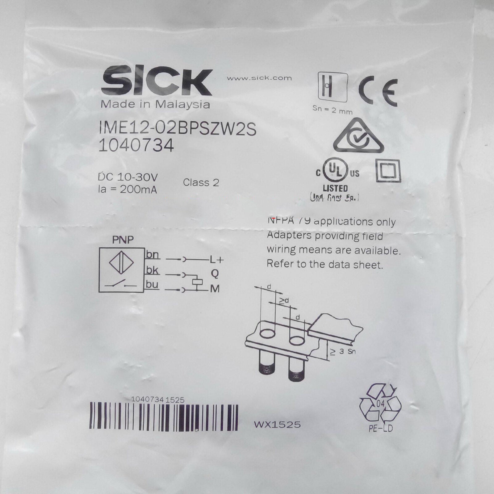 New Sick IME12-02BPSZW2S Photoelectric Switch Sensor Fast-Response - SICK