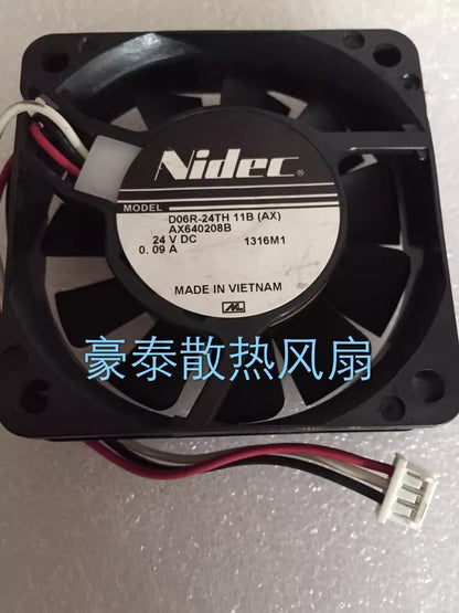 Nidec D06R-24TH 11B(AX) 6015 DC24V 0.09A 6CM 3-Wire Silent Cooling Fan