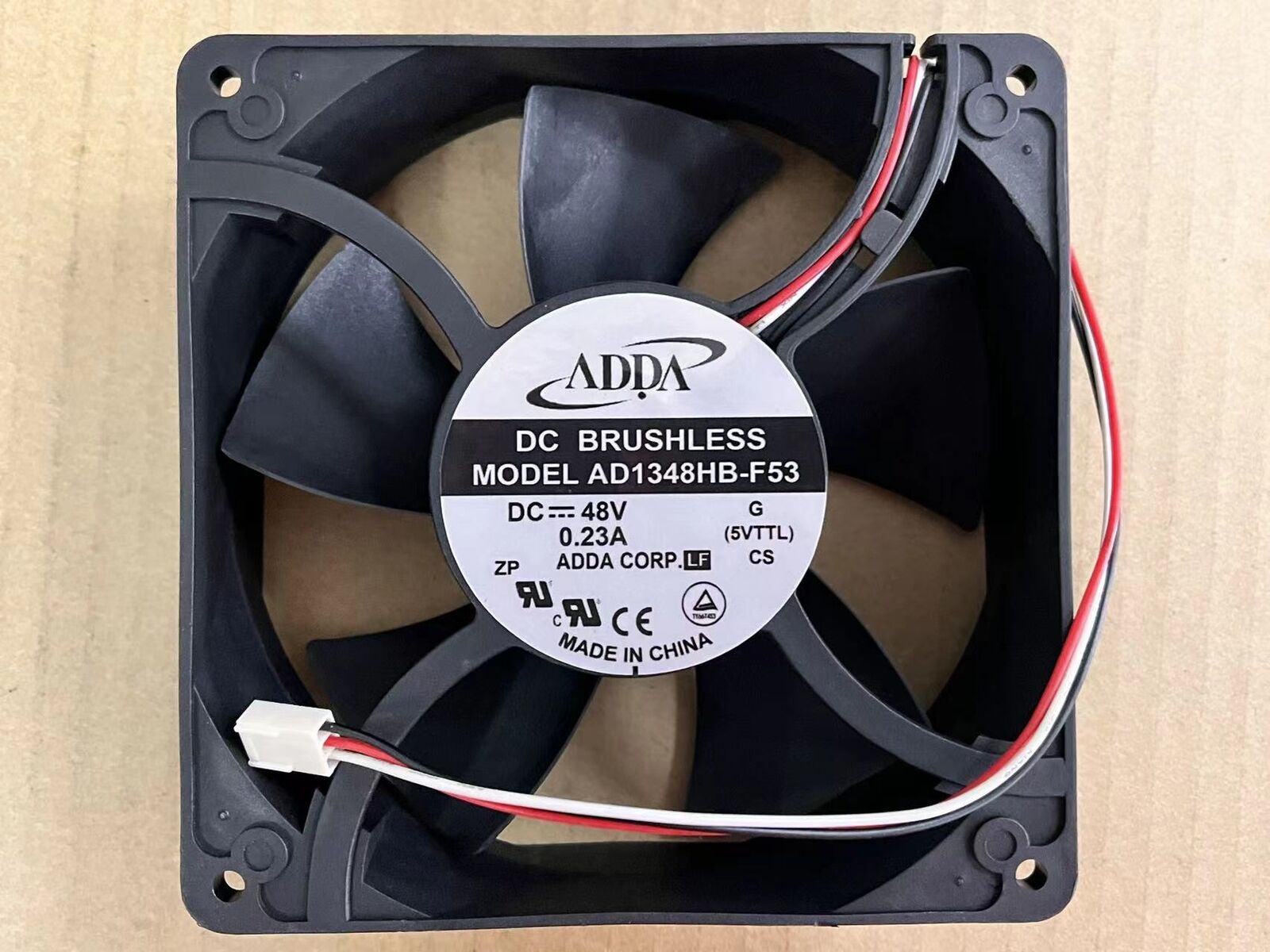 127x127x38mm 48V 0.23A Axial Cooling Fan 3pin, ADDA AD1348HB-F53 - ADDA