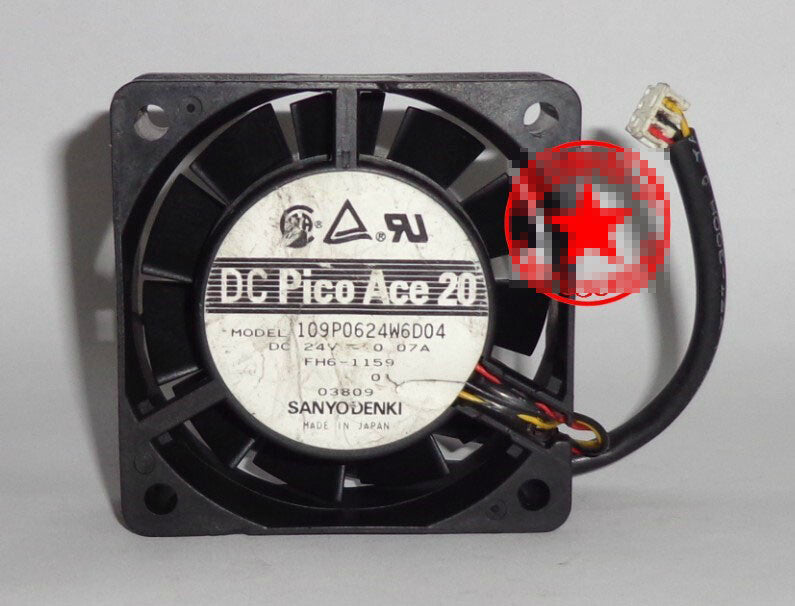 1pcs SANYO 109P0624W6D04 6015 6CM 24V 0.07A 3-wire inverter fan