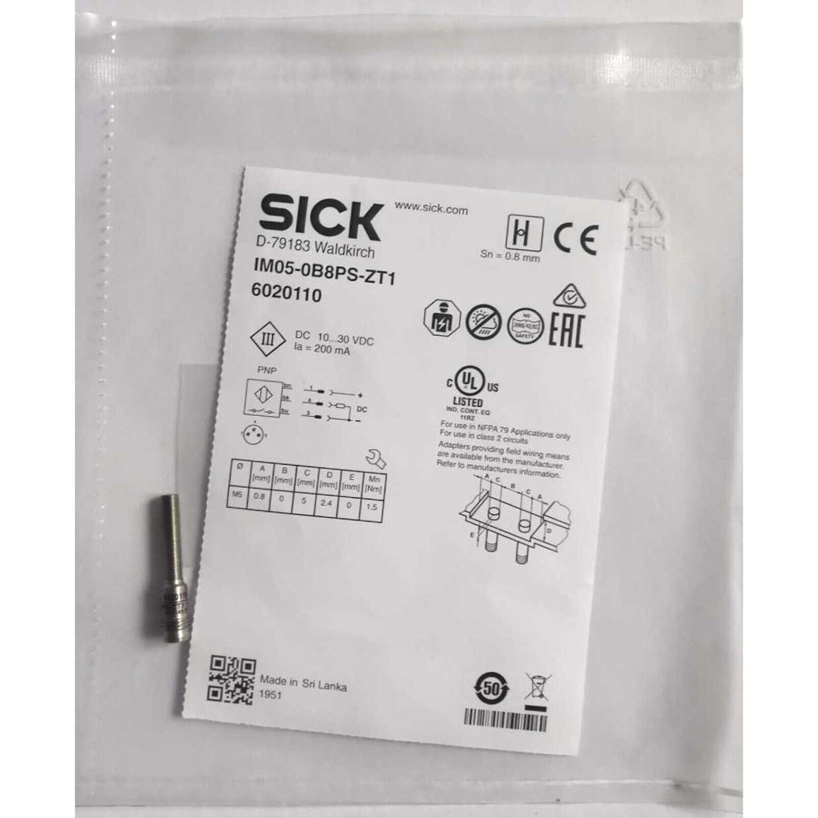 1PC SICK Proximity Switch Sensor IM05-0B8PS-ZT1 - SICK