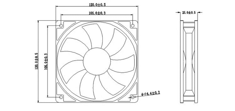 HC HC12025S2H EC110-280V 3.8W 2-Wire Inverter Cooling Fan