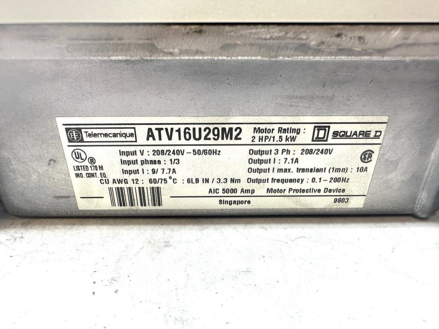 used Telemecanique Square D ATV16U29M2 Altivar 16 AC Drive *Broken Mount* - TELEMECANIQUE