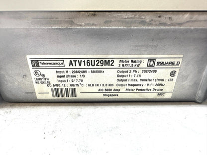 used Telemecanique Square D ATV16U29M2 Altivar 16 AC Drive *Broken Mount* - TELEMECANIQUE