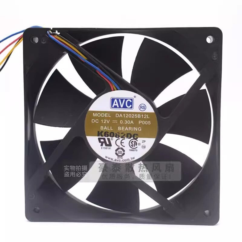 AVC DA12025B12L 12025 DC12V 0.30A 4-Wire PWM Dual Ball Cooling Fan