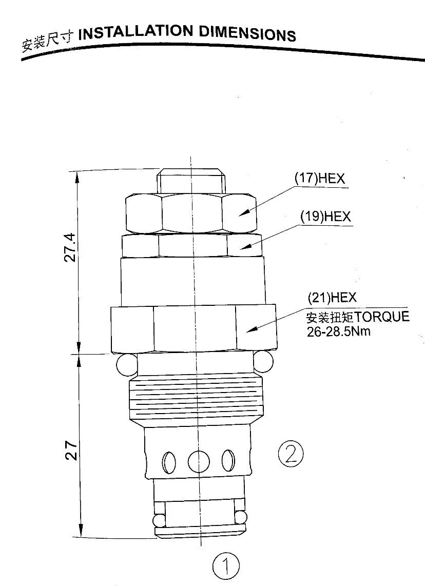 Threaded cartridge valves direct acting relief valve LRV-08-36 hydraulic - THREADED VALVES