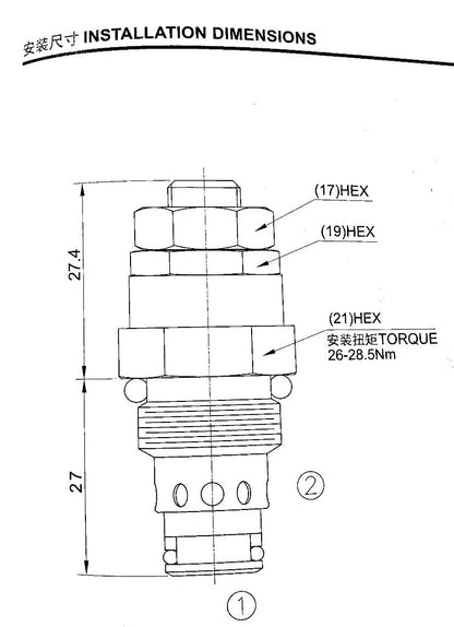 Threaded cartridge valves direct acting relief valve LRV-08-36 hydraulic - THREADED VALVES