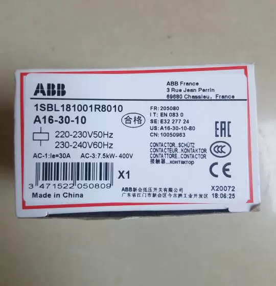 ABB A16-30-10 Contactor 1SBL181001R8010 - ABB