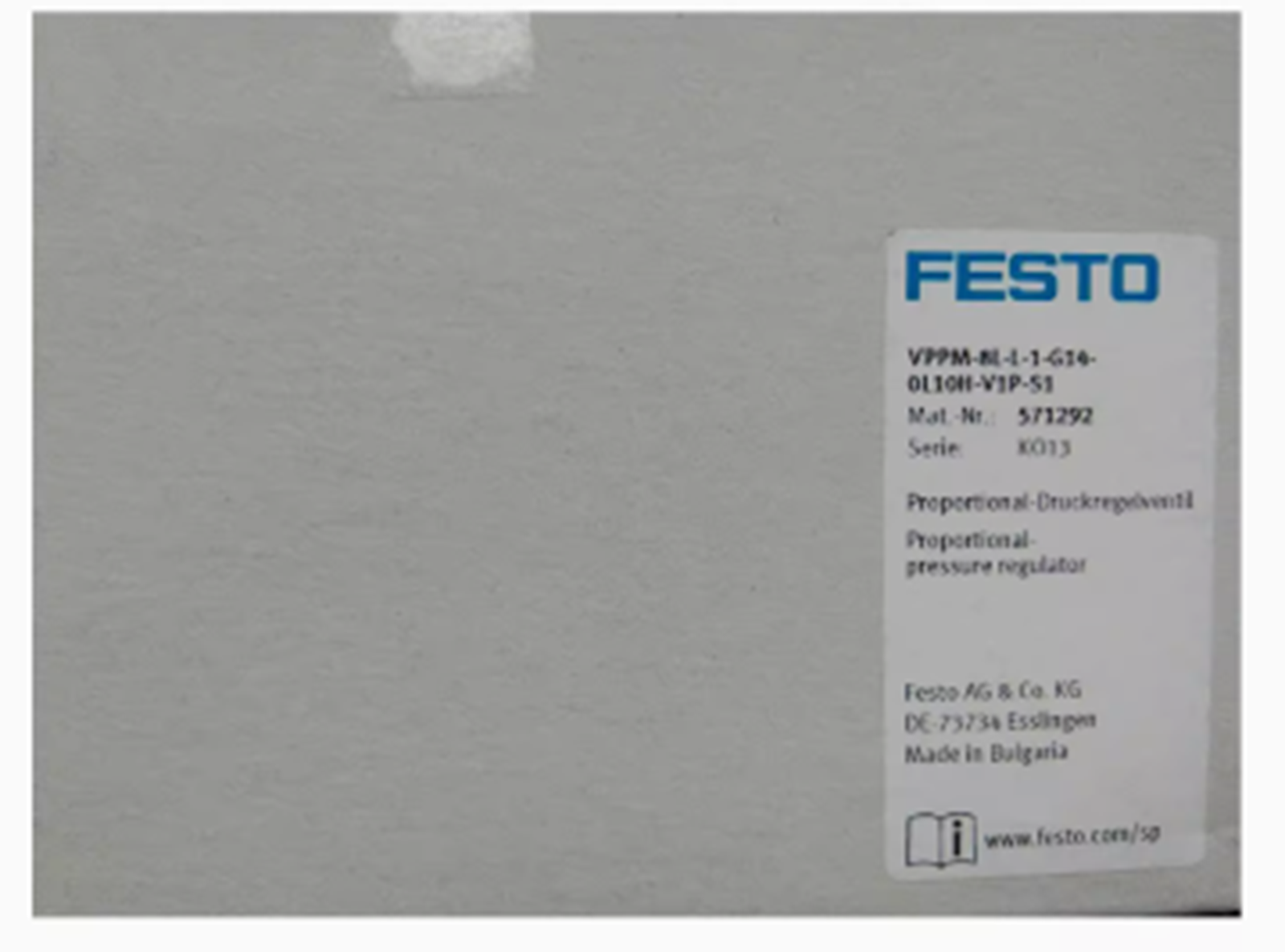 FESTO VPPM-8L Proportional Valve with 14-0L10H Flow Element - FESTO
