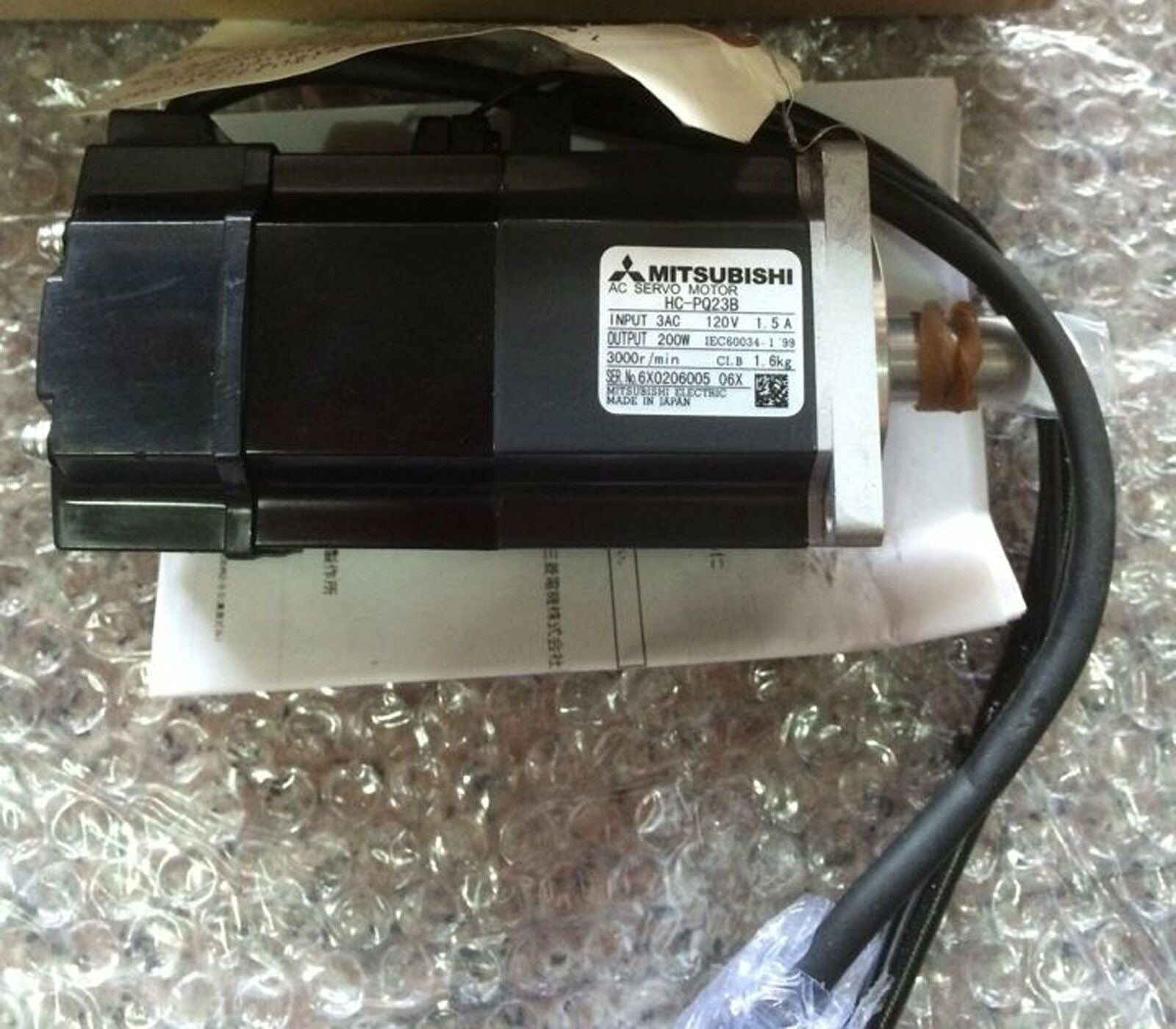 Used Mitsubishi HC-PQ23B AC Servo Motor HCPQ23B Tested in Good Condition - MITSUBISHI
