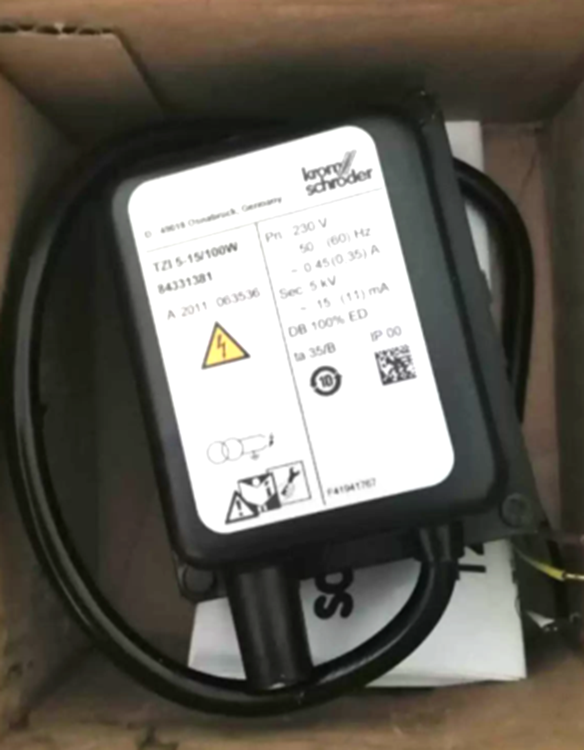 Korms√herder TZI 5-15 100W Ignition Transformer - 84331382 - KORMS√HERDER