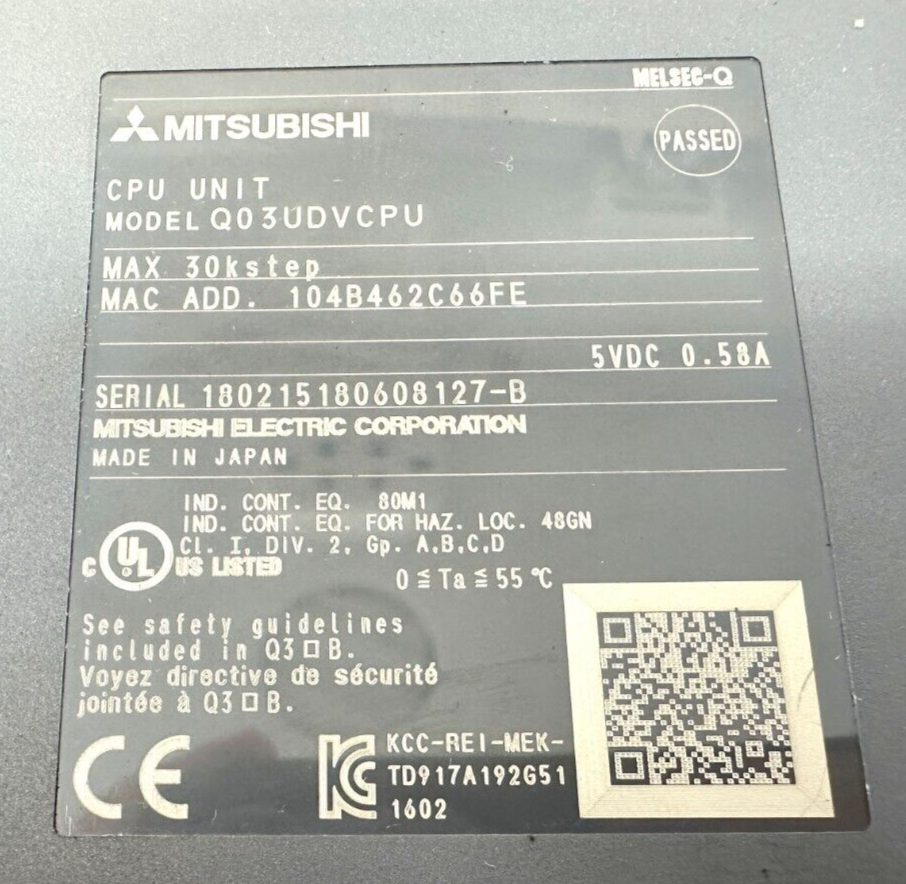 used Mitsubishi Q03UDVCPU CPU Module - MITSUBISHI