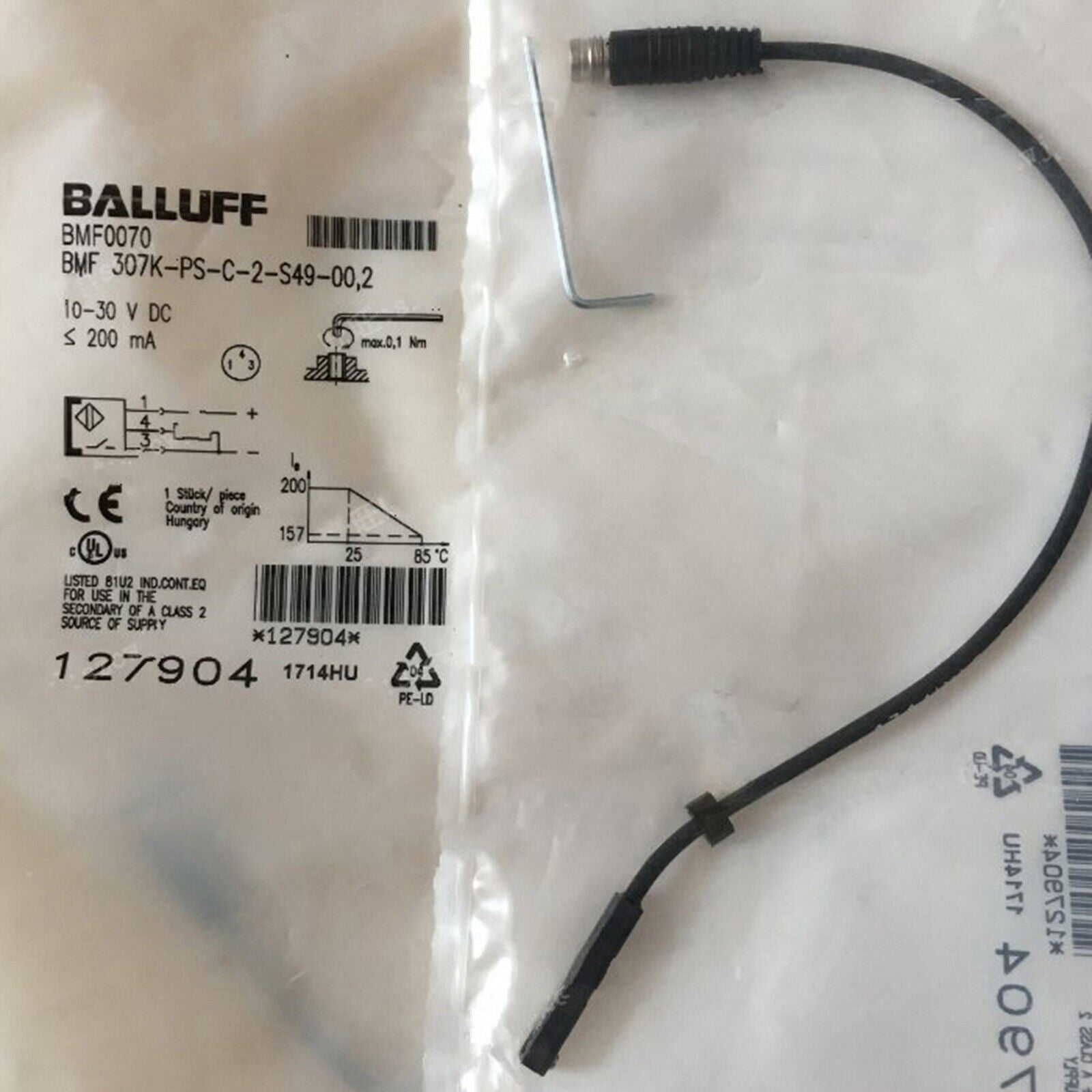 Proximity sensor BMF 307K-PS-C-2-S49, 2 Fast - BALLUFF