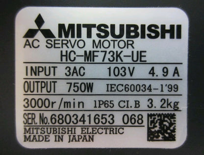 1PCS MITSUBISHI AC SERVO MOTOR HC-MF73K-UE