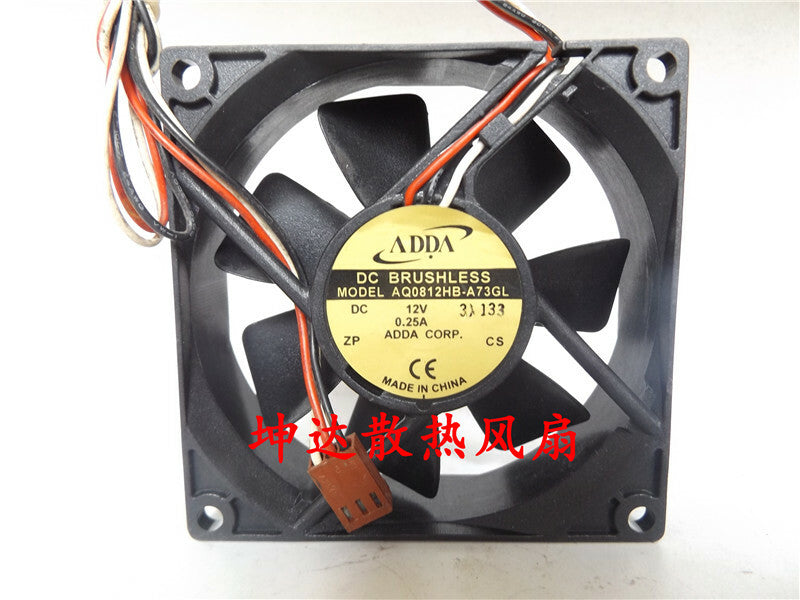 1pcs ADDA AQ0812HB-A73GL 12V 0.25 8CM 8025 3-wire fan
