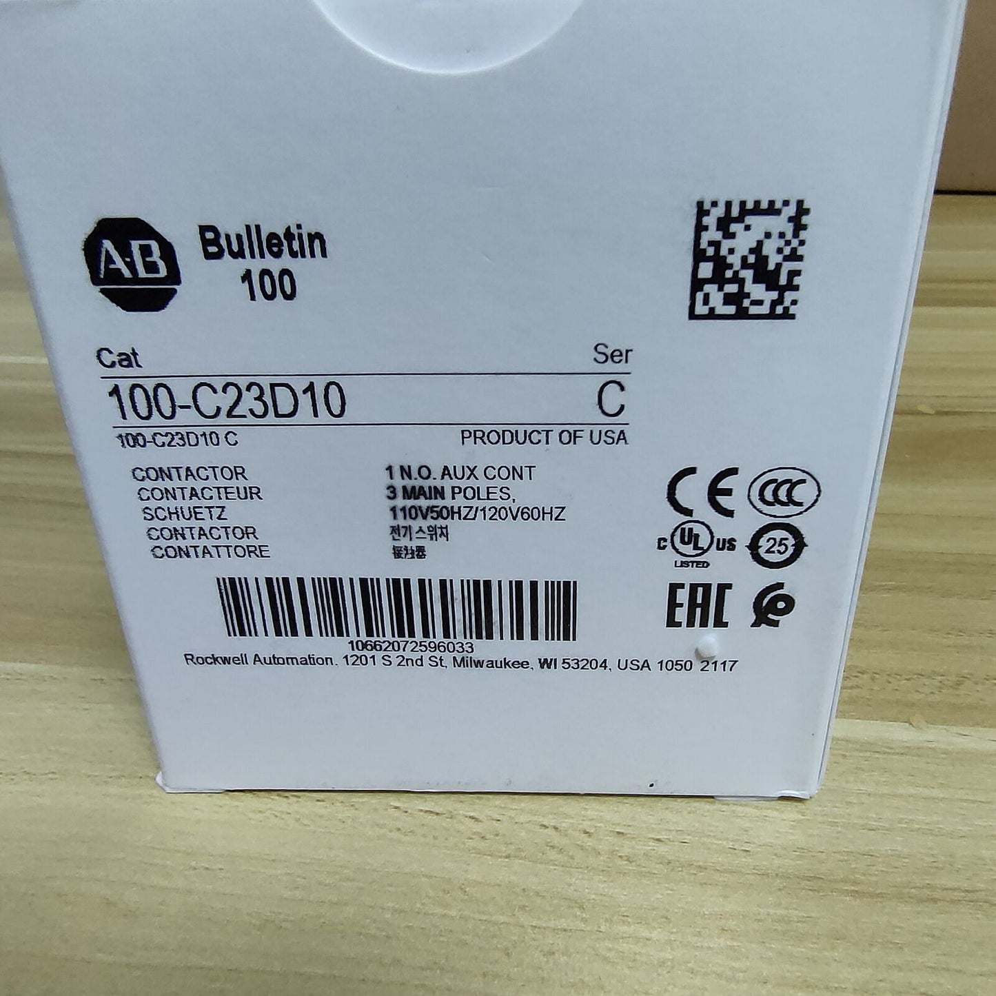 Allen-Bradley 100-C23D10 IEC Contactor 110/120 VAC 3-P 23A New Factory Sealed - High-Efficiency Industrial Contactor - ALLEN-BRADLEY